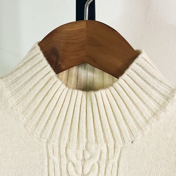 Spadina Womens Lambswool Blend Mock Neck Sweater - Cream, Size S - Picture 3 of 8